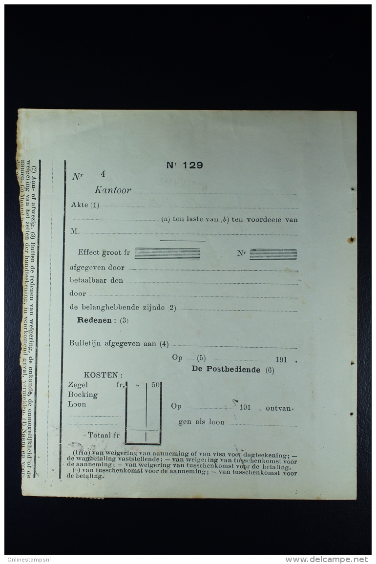 Belgium: OPB Nr 210 10 Francs On Moneyorder 1922 Longcancel WATERMAEL - Lettres & Documents