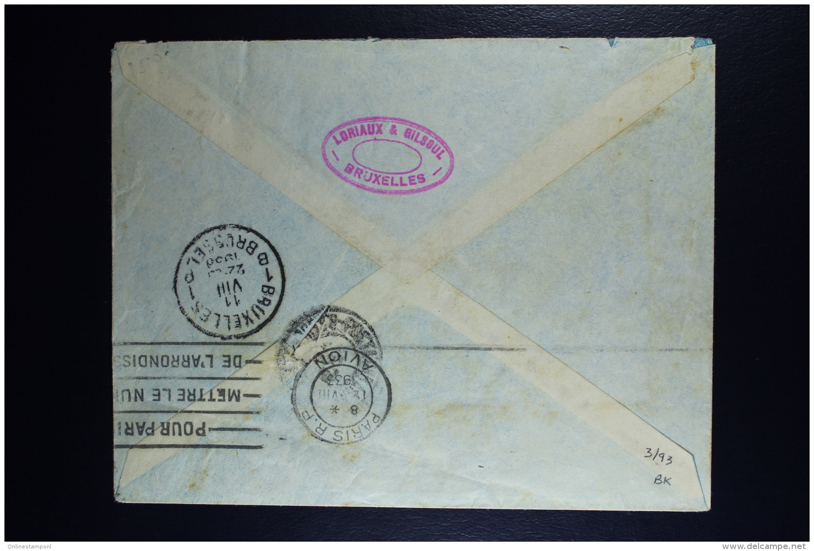 Belgium Airmail Cover Uccle To Porto Alegre Brasil 1933  OPB 339 + 321 + 323  2 Pairs - Otros & Sin Clasificación