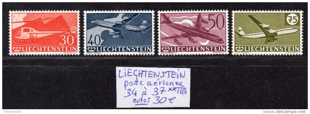 Liechtenstein Poste Aérienne  N° 34 à 37  Neuf **  TTB - Aéreo