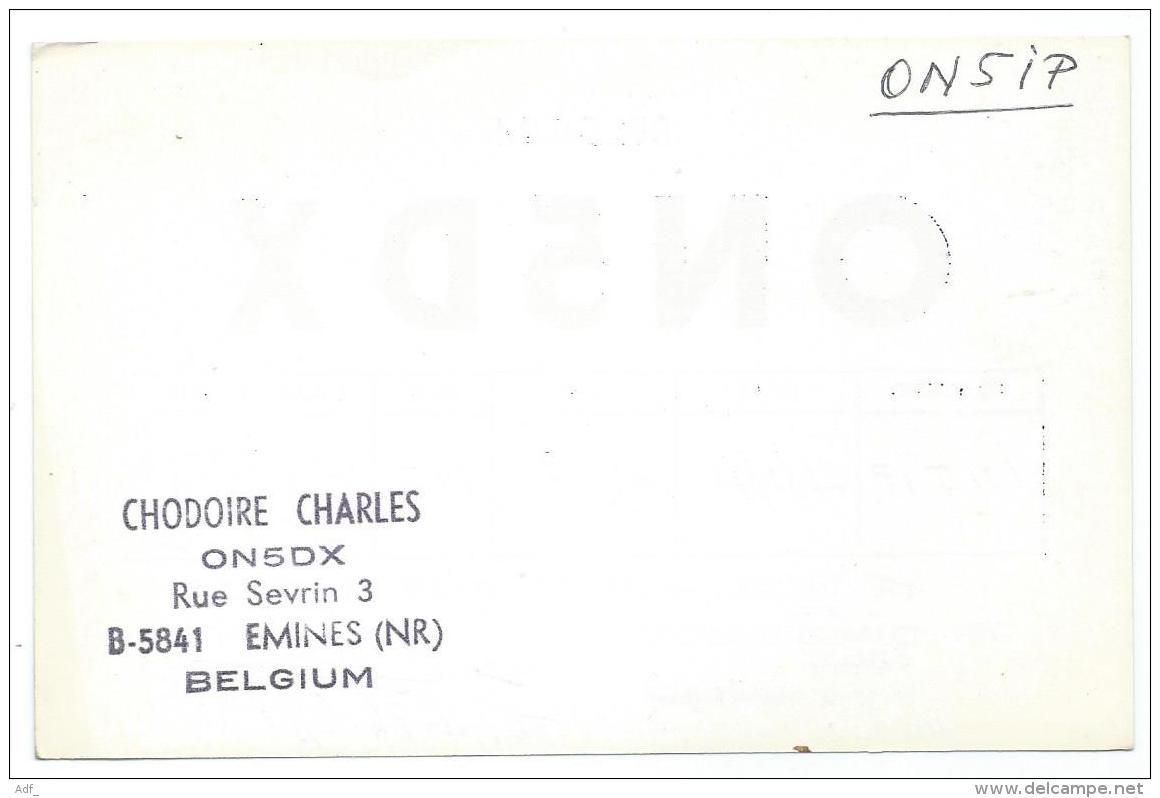 CARTE QSL BELGIQUE ON5DX, RADIO AMATEUR, EMINES, LA BRUYERE, PROVINCE DE NAMUR, BELGIUM - Amateurfunk