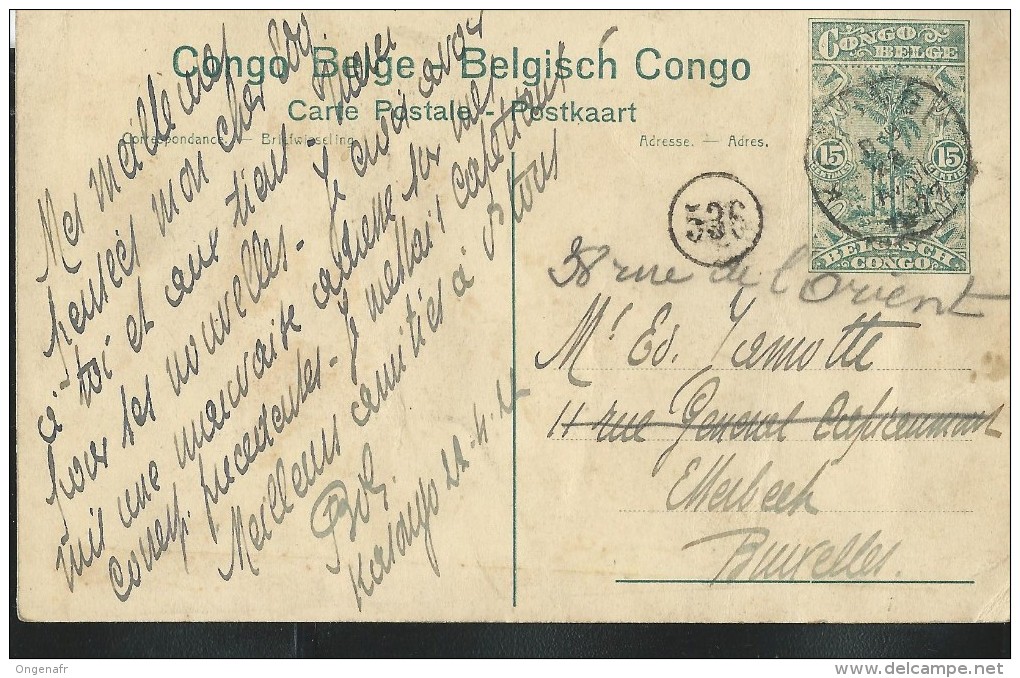 Carte N° 61. Vue 107. Les éléphants Au Bain; Obl.: Kasayo 22/04/1922 Pour Etterbeek (B) - Enteros Postales