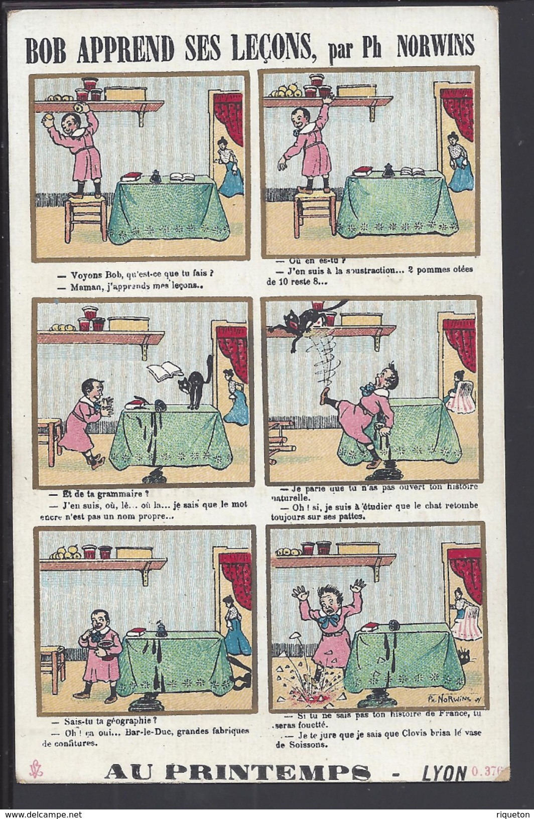 THEMES - Carte Publicitaire " Au Printemps " Bob Apprend Ses Leçons Par P.h Norwins - - Norwins