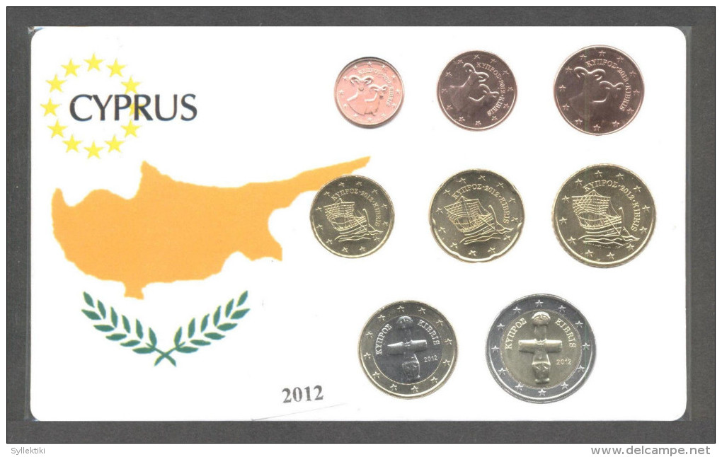 CYPRUS 2012 COMPLETE EURO COINS SET UNC IN NICE PACKING - Zypern