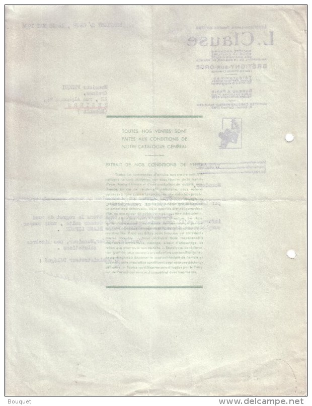 ESSONNE - BRETIGNY SUR ORGE- L. CLAUSE - LETTRE - 1936 - Landwirtschaft