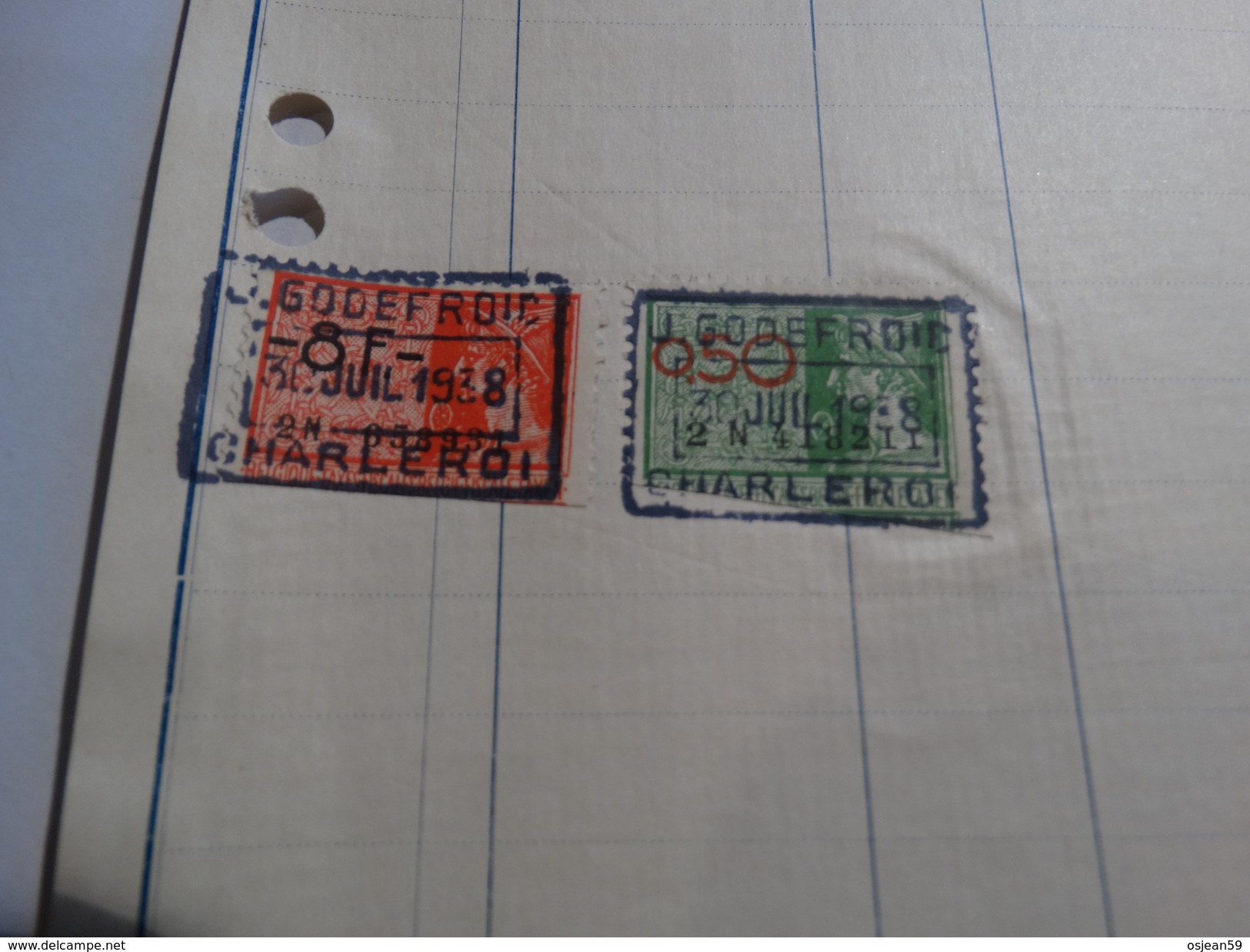 Timbres Fiscaux Sur Facture.Agence Générale De Charbonnages Jacques GODEFROID à Charleroi.-1938- - Documenten