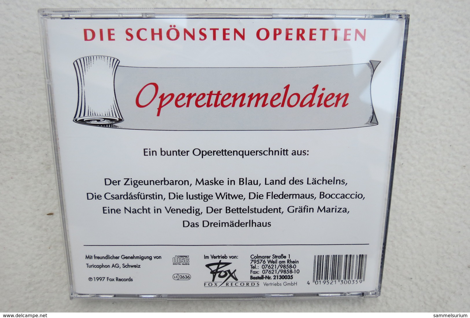 CD "Die Schönsten Operetten" Operettenmelodien - Opéra & Opérette