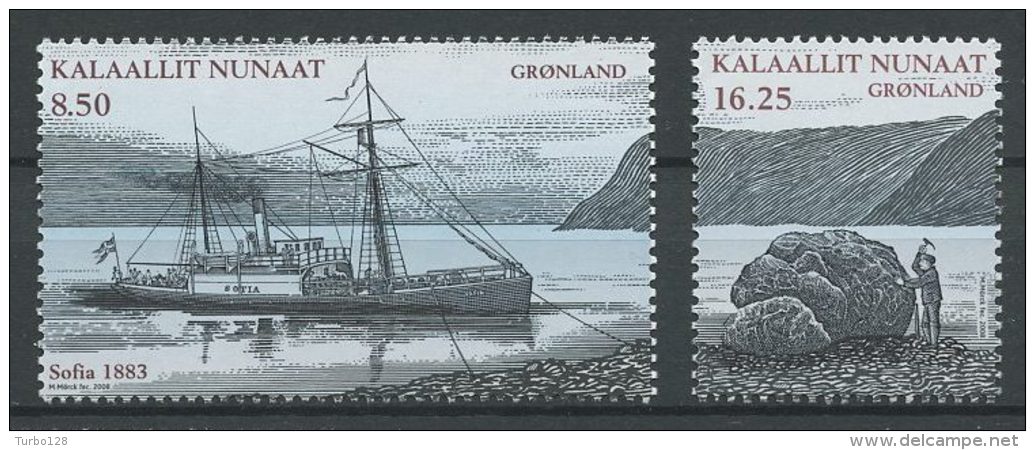 GROENLAND 2008  N° 498/499 ** Neufs MNH Superbes Cote 10 € Expédition Nordenskiöld Géologue Minéraux Bateaux Boats - Neufs