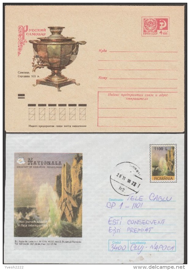 L'eau, 8 Entiers Postaux Différents, Et Une Feldpostkarte. Carnet De 3 Cartes De Chine, Péniches, Samovar, Piscine, Mer - Agua