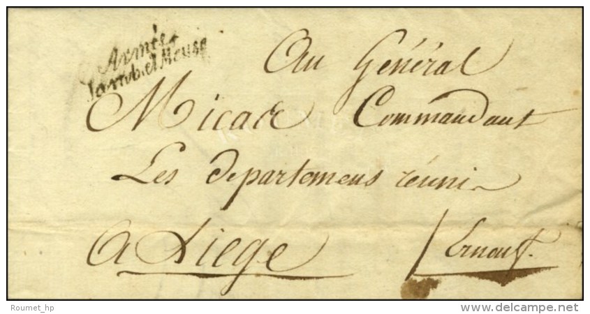 ' Armée / Sambre Et Meuse ' Sur Lettre Avec Contreseing De Franchise Manuscrit Du Général... - Sellos De La Armada (antes De 1900)