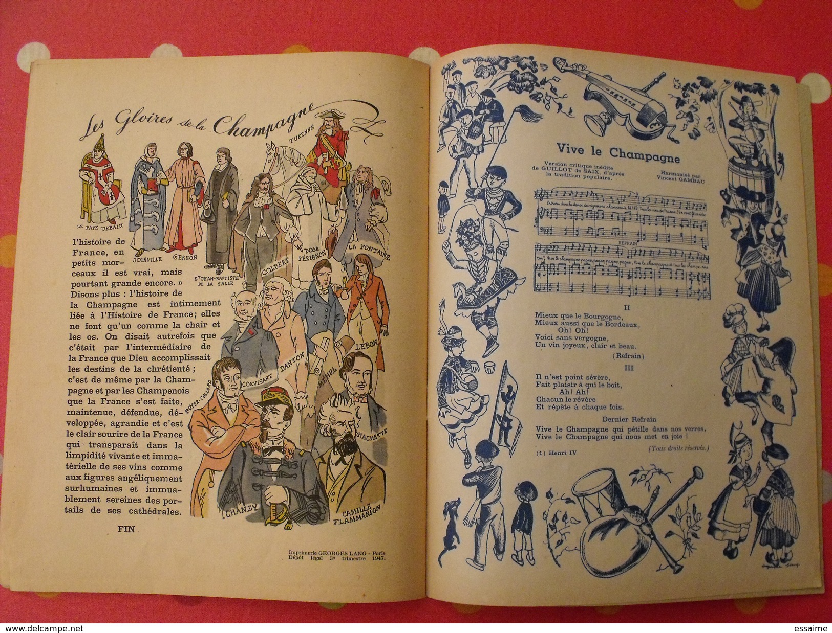 histoire de la Champagne. 1947. par andré Petijean. illustré par jean-jacques Pichard. gründ. reims troyes sens meaux