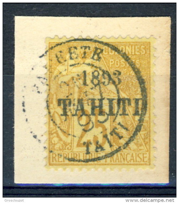 Tahiti 1893 N. 26 C. 25 Bistro Usato Catalogo € 45000 Sovrastampa FALSA - Autres & Non Classés