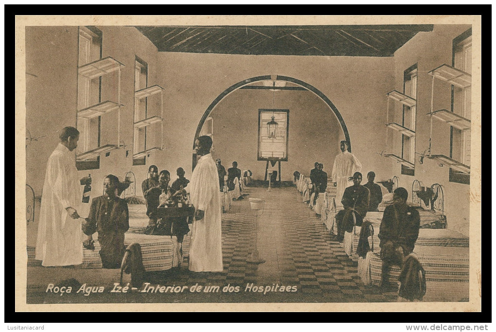 SÃO TOMÉ E PRÍNCIPE-HOSPITAIS - Roça Agua Izé-Interior De Um Dos Hospitaes(Ed. Auspicio Menezes Nº T 9707) Carte Postale - Sao Tome And Principe