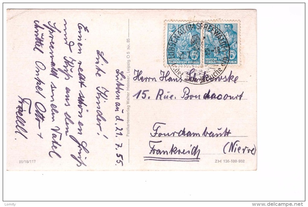 Allemagne Spreewald Spreewalddorf Leipe + 2 Timbres Timbre Cachet Lubbenau Spreeewald 1955 - Luebbenau