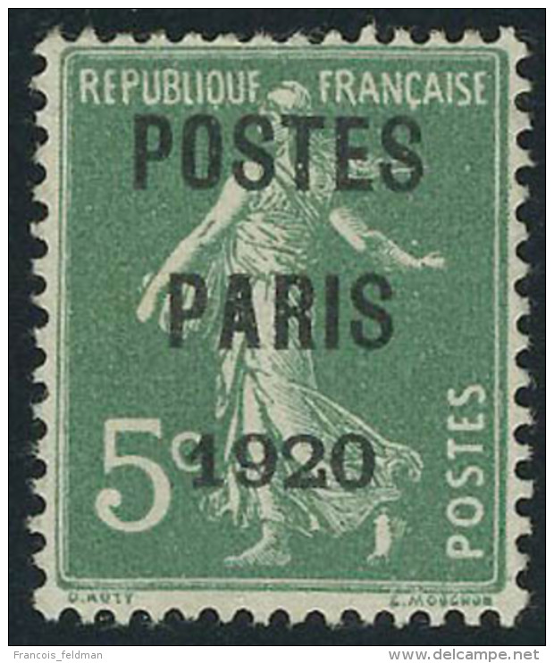 Neuf Sans Gomme N° 24, 5c Postes Paris 1920, T.B. Signé JF Brun - Autres & Non Classés