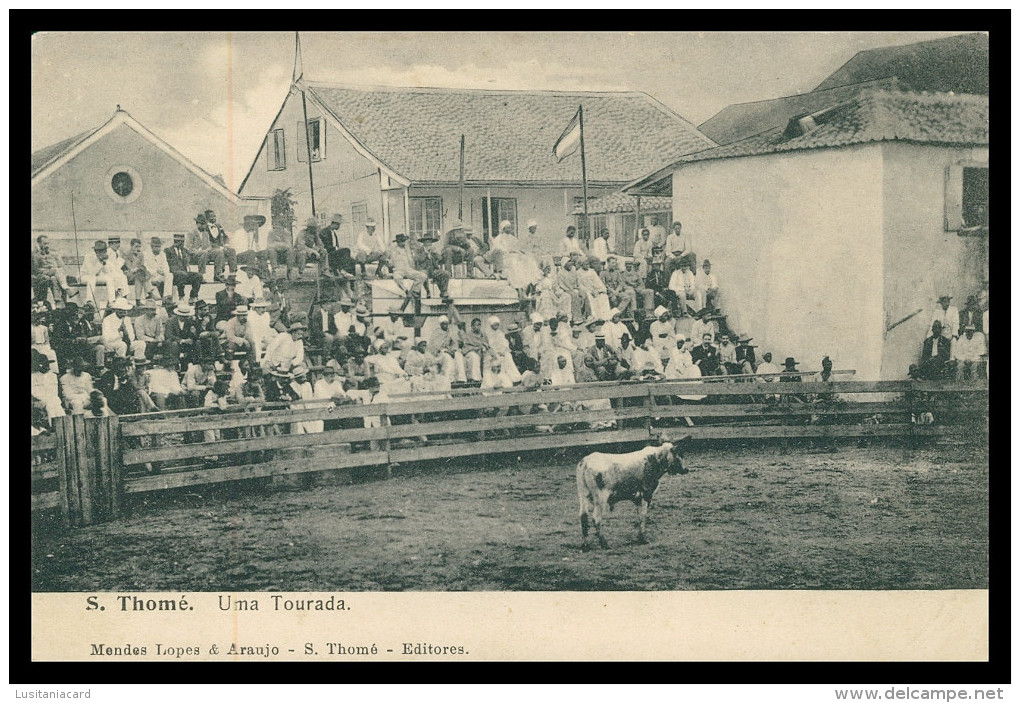 SÃO TOMÉ E PRÍNCIPE - TAUROMAQUIA - Uma Tourada  ( Ed. Mendes Lopes & Araujo)   Carte Postale - Sao Tome Et Principe