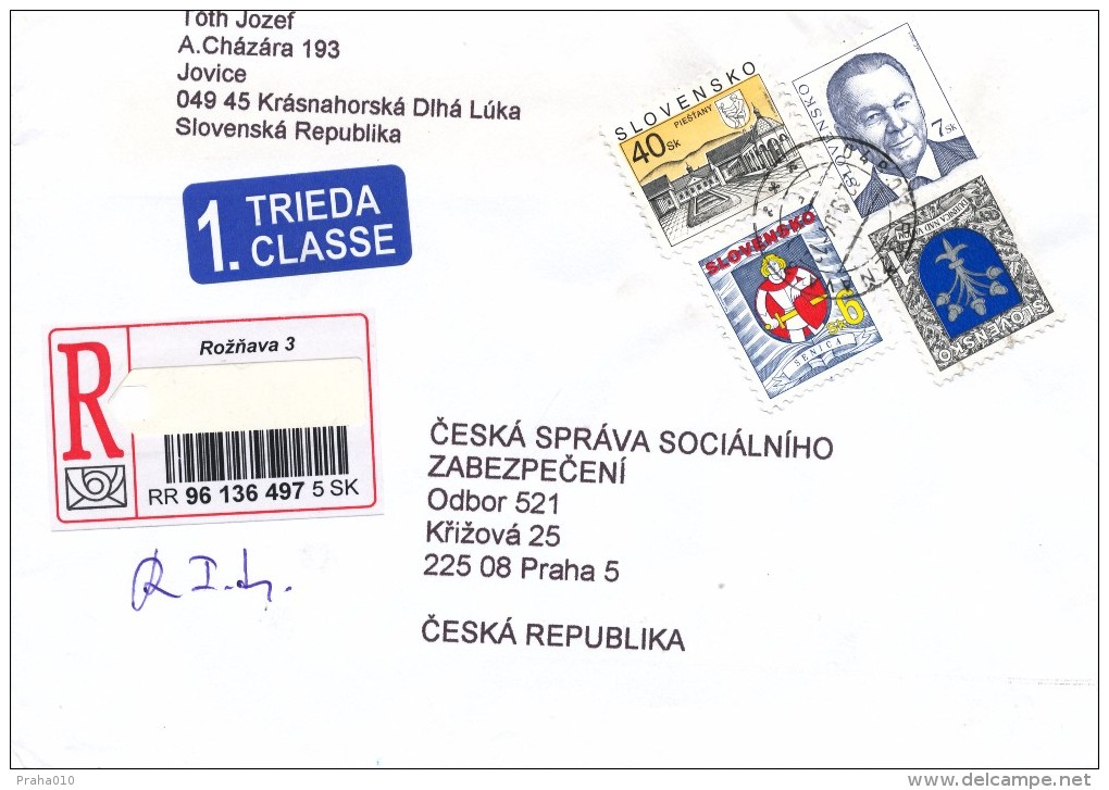 L1255 - Slovakia (2004) 048 03 Roznava 3 (R-letter) Tariff: 54,00 SKK (stamp: Piestany, Senica, Dubnica, R. Schuster) - Briefe U. Dokumente