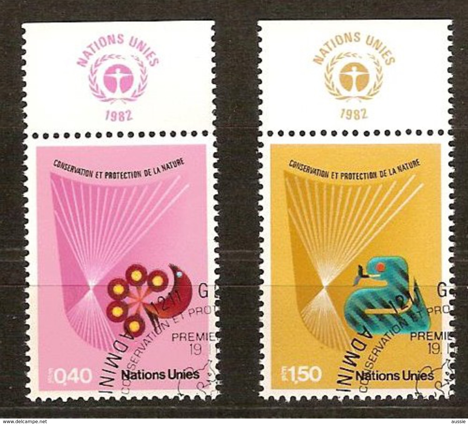 VN Nations Unies Genève 1982 Yvertnr. 109-110 (°) Used Cote 3,80 Euro Protection De La Nature - Oblitérés