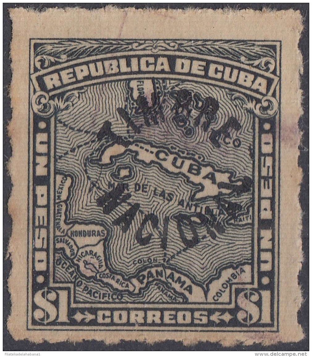 REP-147 CUBA REPUBLICA 1917. REVENUE. TIMBRE NACIONAL 1$ MAPA DE CUBA. MAP. USADO. - Portomarken