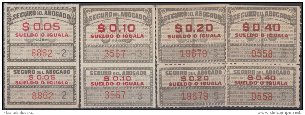 REP-153 CUBA REPUBLICA 1950. REVENUE. SEGURO DE ABOGADOS. LAWYER INSURANCE. 5c-40c ORIGINAL GUM. - Portomarken