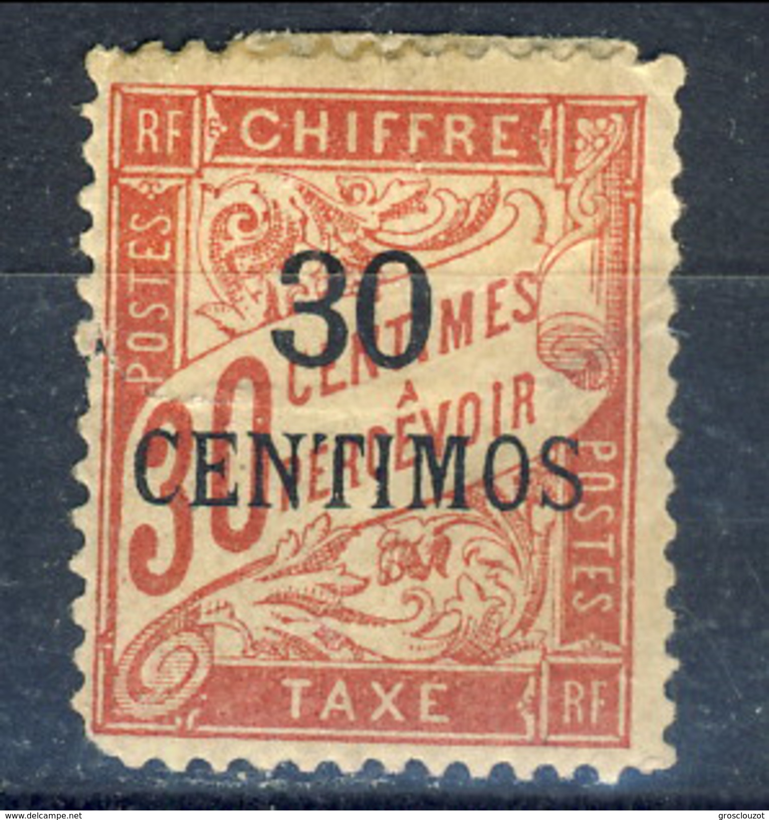 Marocco Tasse 1896 N. 3 C. 30 Su C. 30 Carminio, Valori In Centimos MLH Catalogo &euro; 36 - Impuestos