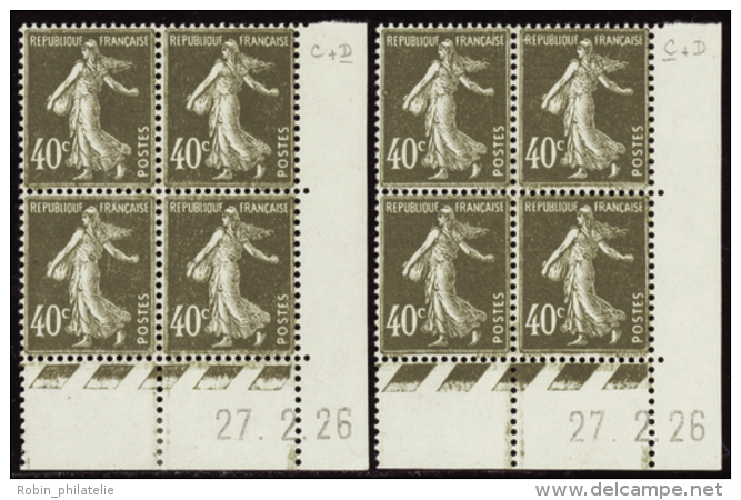 N° 193 40c Semeuse Brun-olive 27-2-26 Les 2 Galvanos Qualité: ** Cote: 87&nbsp; &euro; - Other & Unclassified