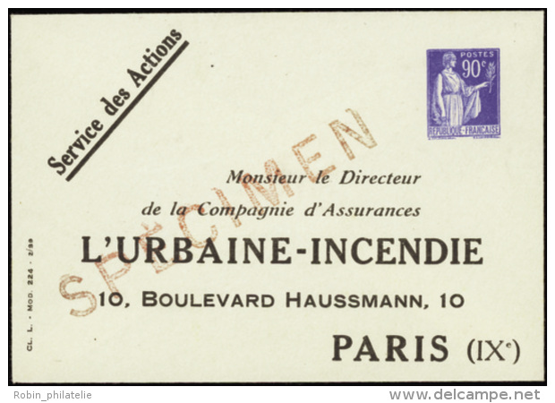 N° 368 (F4c) 90c Paix "l'Urbaine - Incendie" Surch. Spécimen Qualité:  Cote: .....&nbsp; &euro; - Other & Unclassified