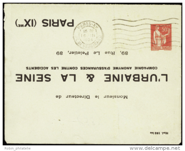 N° 283 (B6F1) 50c Paix "l'Urbaine &amp; La Seine" Timbre Renversé Qualité: OBL Cote: .....&nbsp; &euro - Other & Unclassified