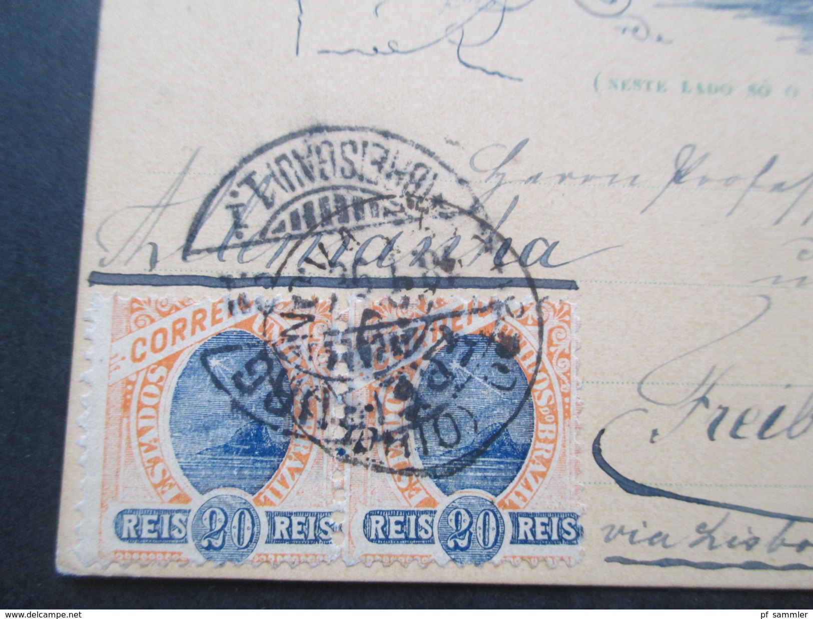 Brasilien 31.12.1895 Ganzsache Mit Zusatzfrankatur Nach Freiburg. Interessante Karte?! Neste Lado So O Endereco - Storia Postale