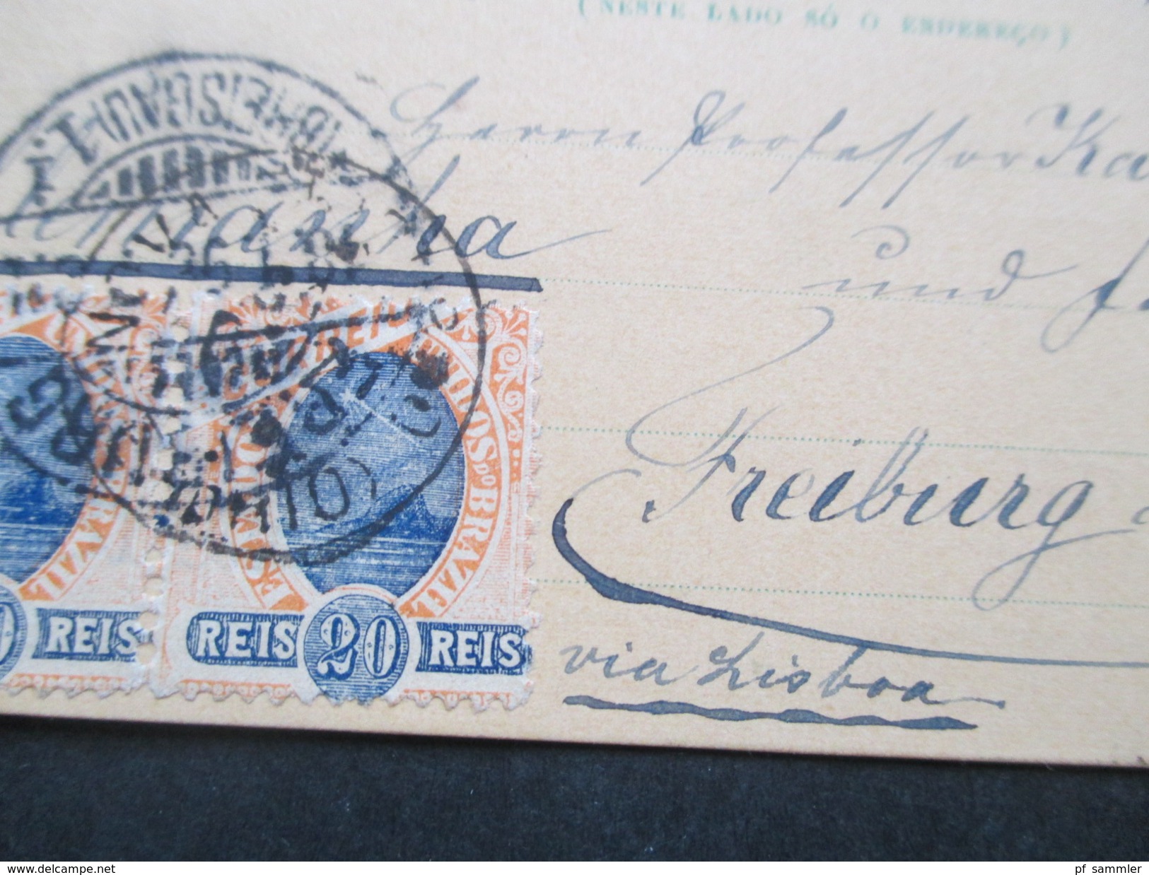 Brasilien 31.12.1895 Ganzsache Mit Zusatzfrankatur Nach Freiburg. Interessante Karte?! Neste Lado So O Endereco - Lettres & Documents