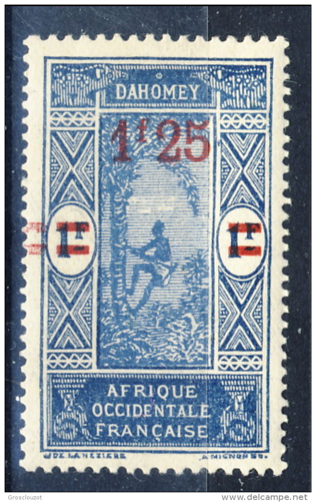 Dahomey 1926-27 VARIETA' N. 80 Fr. 1,25 Su Fr. 1 Doppia Sovrastampa Linette Spostate MH € 4,50 - Other & Unclassified