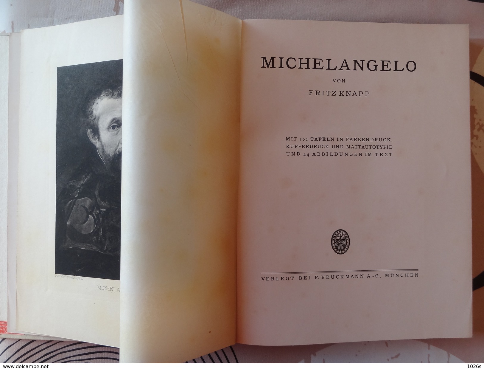 LIVRE D'ART SUR MICHELANGELO DE 1923 PAR FRITZ KNAPP PAR LES EDITIONS F.BRUCKMANN - MUNCHEN - Museos & Exposiciones