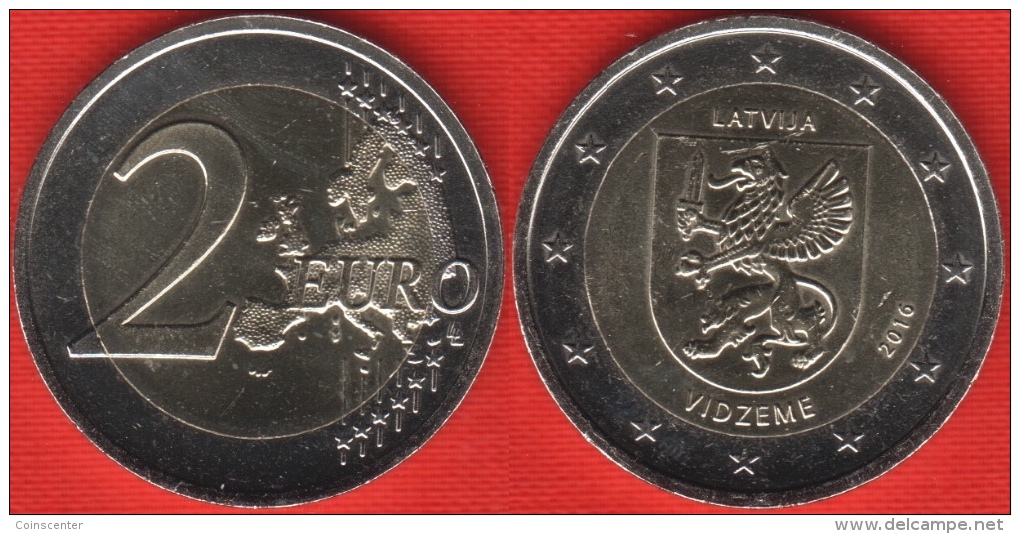 Latvia 2 Euro 2016 "Regions Series - Vidzeme" BiMetallic UNC - Letland