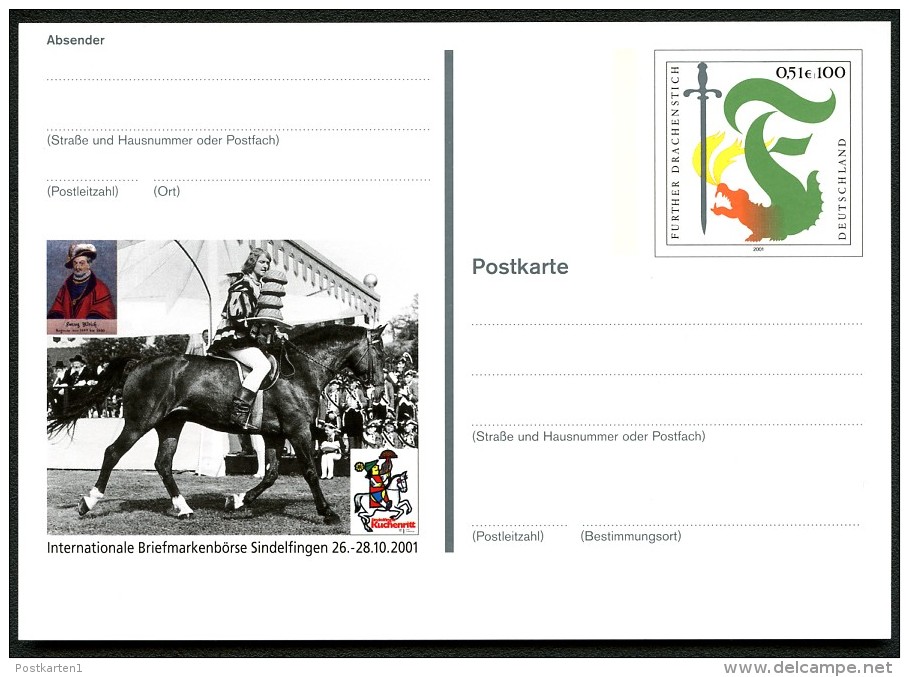 BUND PSo78 Sonderpostkarte VOLKSFEST SINDELFINGEN ** 2001 - Springreiten