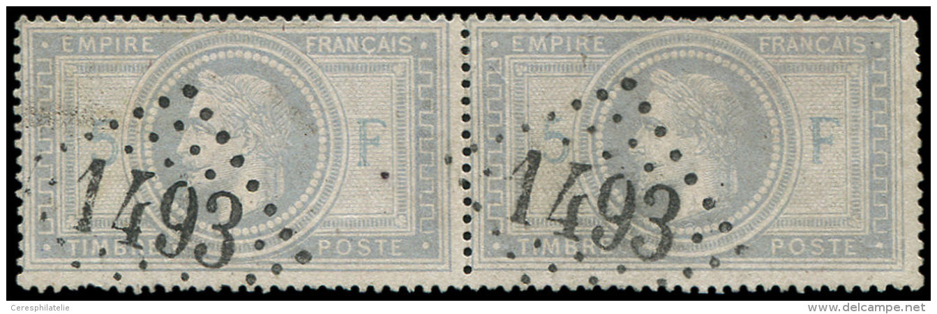 33    5f. Violet-gris, PAIRE Obl. GC 1493 De LA FERTE GAUCHER, 2 Dents Lég. élimées S. Ex. De Droit - Autres & Non Classés