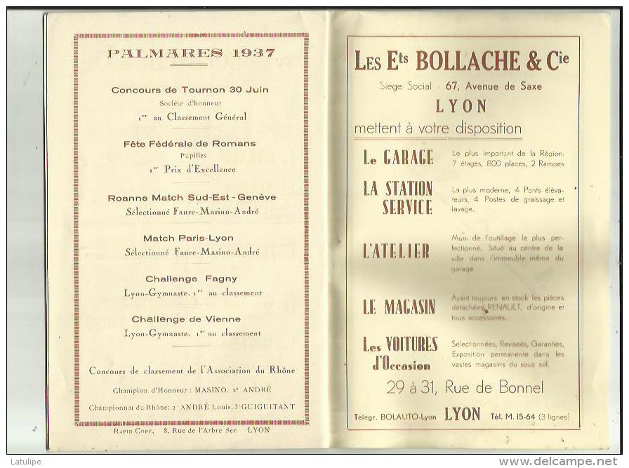 PROGRAMME _LYON _GYMNASTE  S A G _XVe Grand Gala Gymnique FRANCO_SUISSE _Le 16 Janvier 1938 A LYON 69 - Gymnastiek