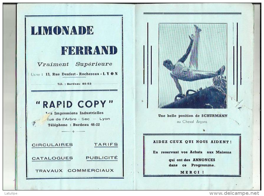 LYON _GYMNASTE  S A G _XVIe Grand Gala Gymnique FRANCO_SUISSE _10 CHAMPIONS SELECTIONNE_Le 22 Janvier1939