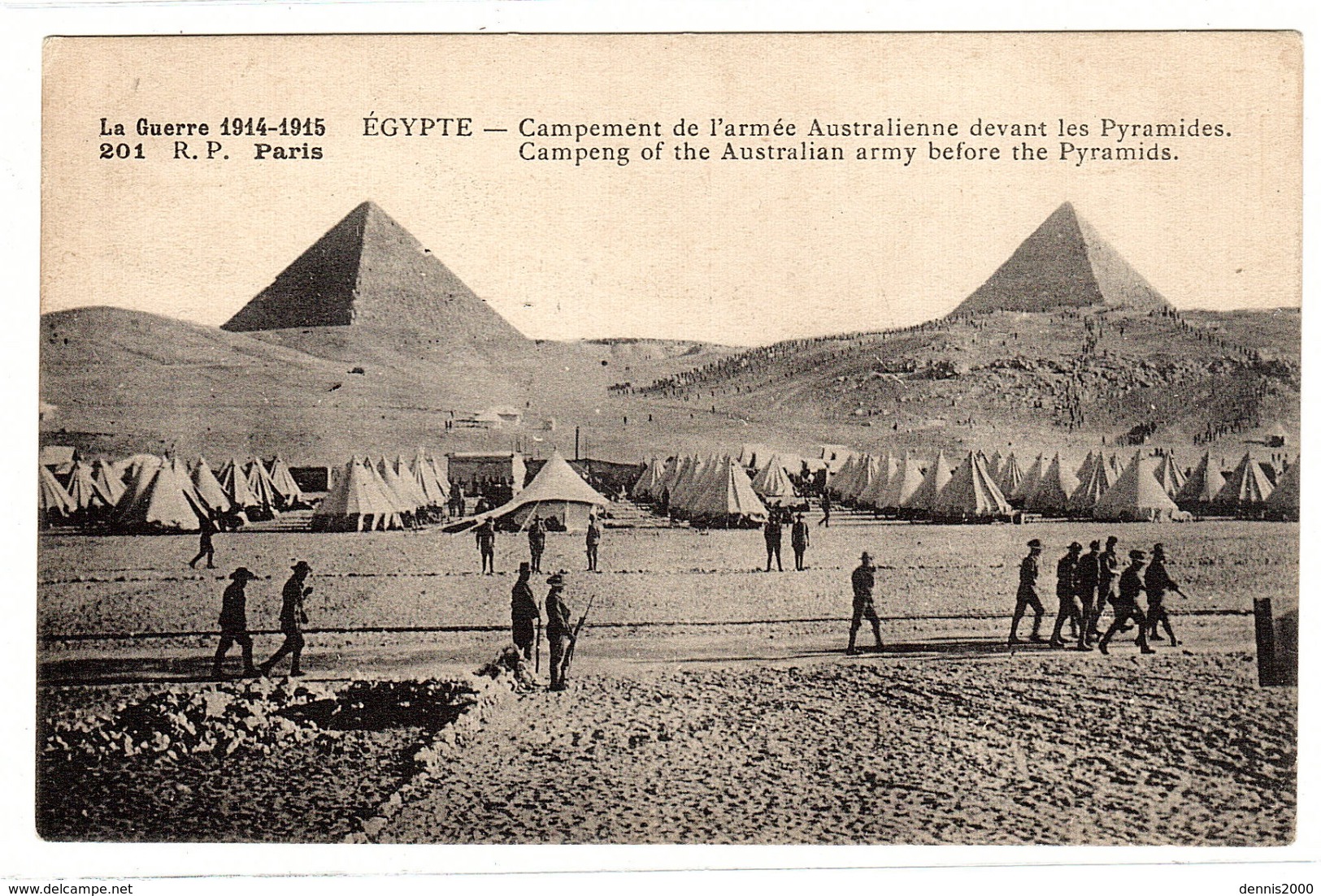 EGYPTE - MILITARIA - La Guerre 1914-1915 - Campement De L' Armée Austratlienne Devant Les Pyramides - 201 R. P., Paris - Pyramiden