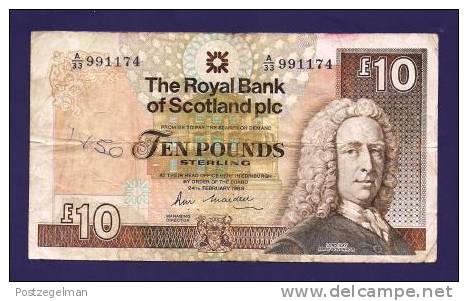 SCOTLAND  1988, Banknote Used VF, Royal Bank Of Scotland 10 POUND Km338 - 10 Ponden