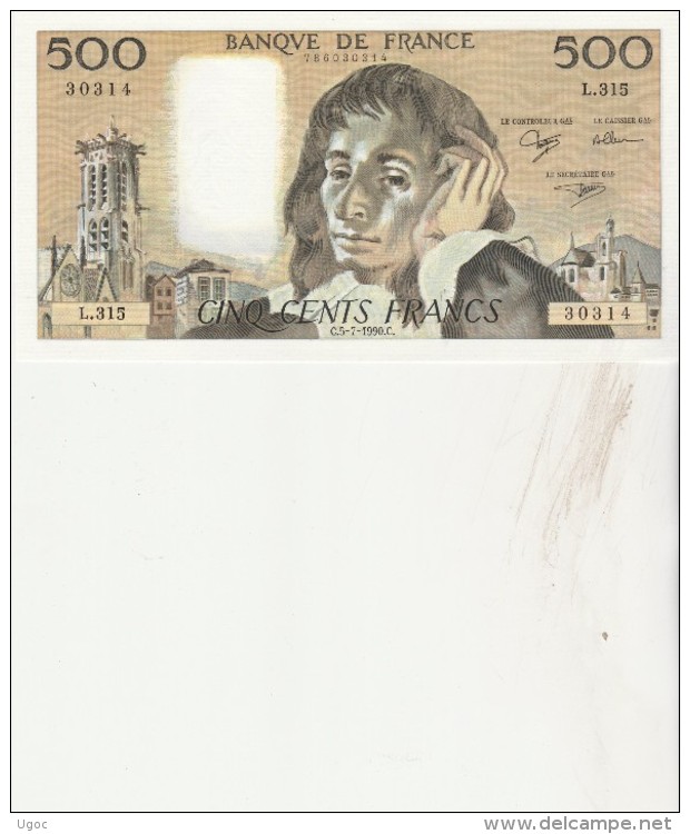 - Billet De 500 FRANCS  PASCAL  1990  NEUF - 006 - 500 F 1968-1993 ''Pascal''