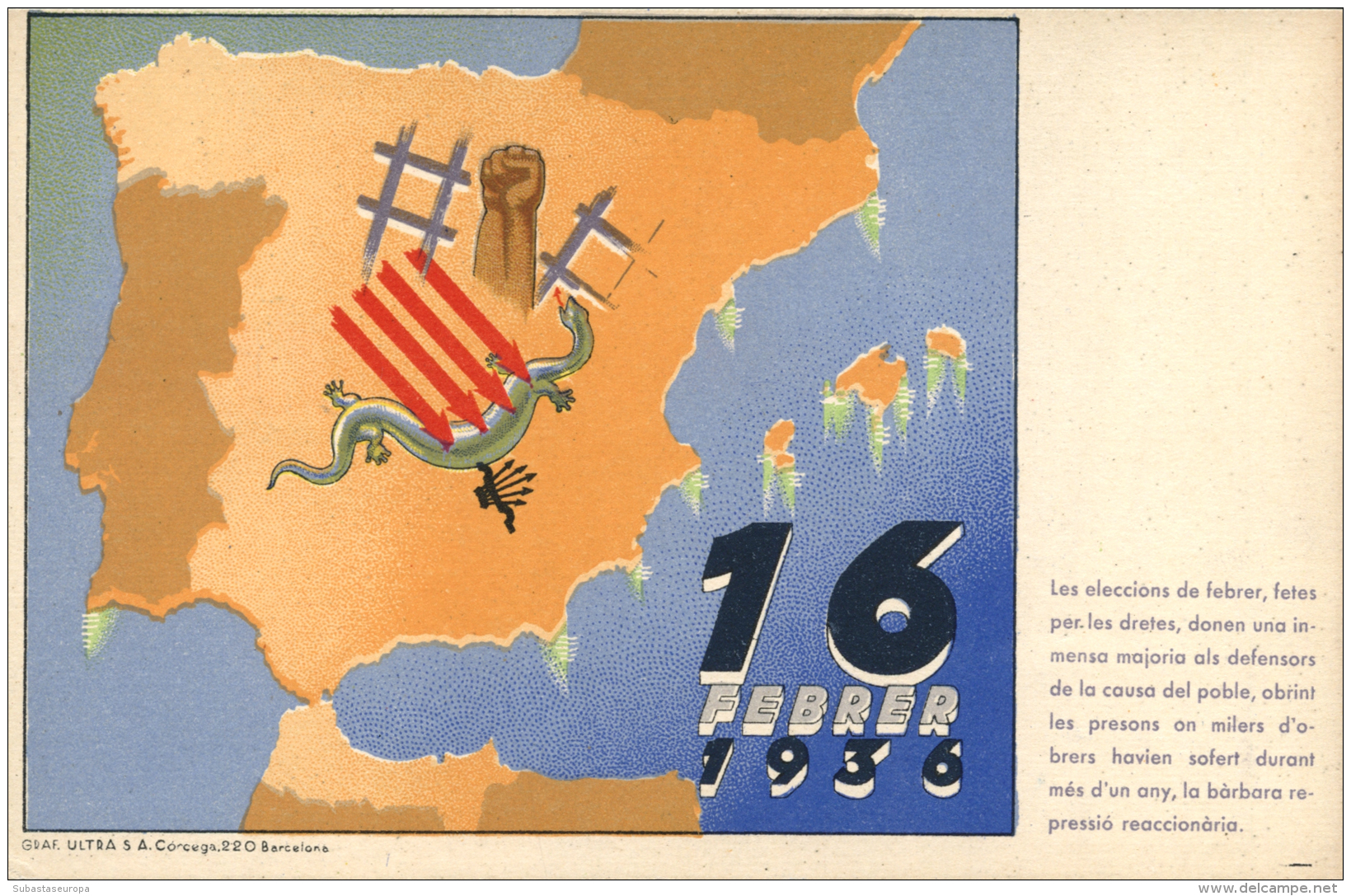 Tarjeta Editada Por El Comisariat De Propaganda De La Generalitat. Procés Revolucionari A Consecuencia De... - Covers & Documents