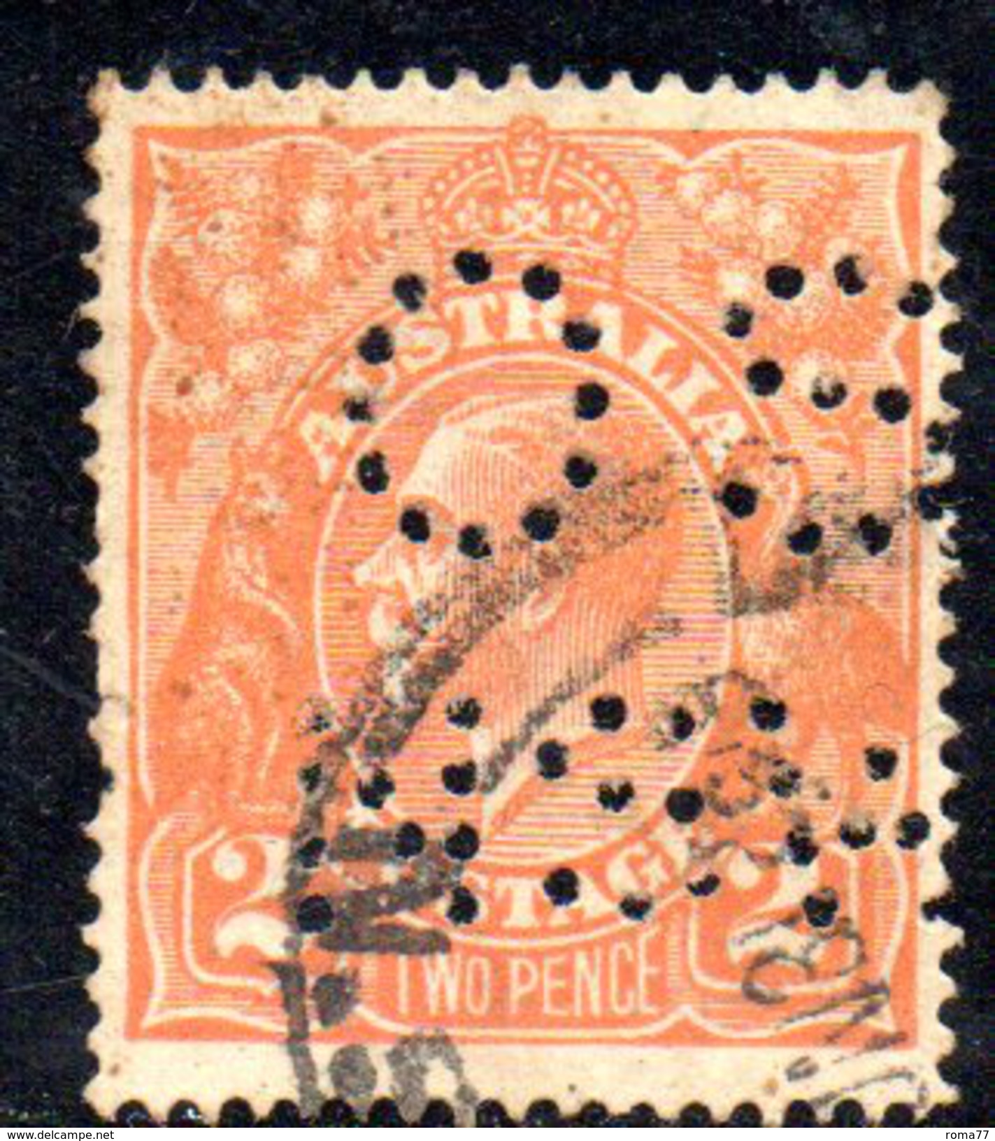 T1798 - AUSTRALIA 2 Penny  Wmk Crown On A  Used . Punctured OS NSW - Usados