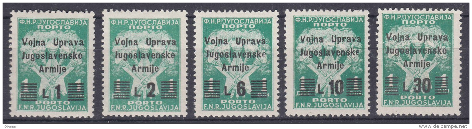 Italy Yugoslavia Occupation, Istria Litorale Military Administration Porto 1947 Sassone#20-24 Michel#20-24 Mnh - Yugoslavian Occ.: Istria