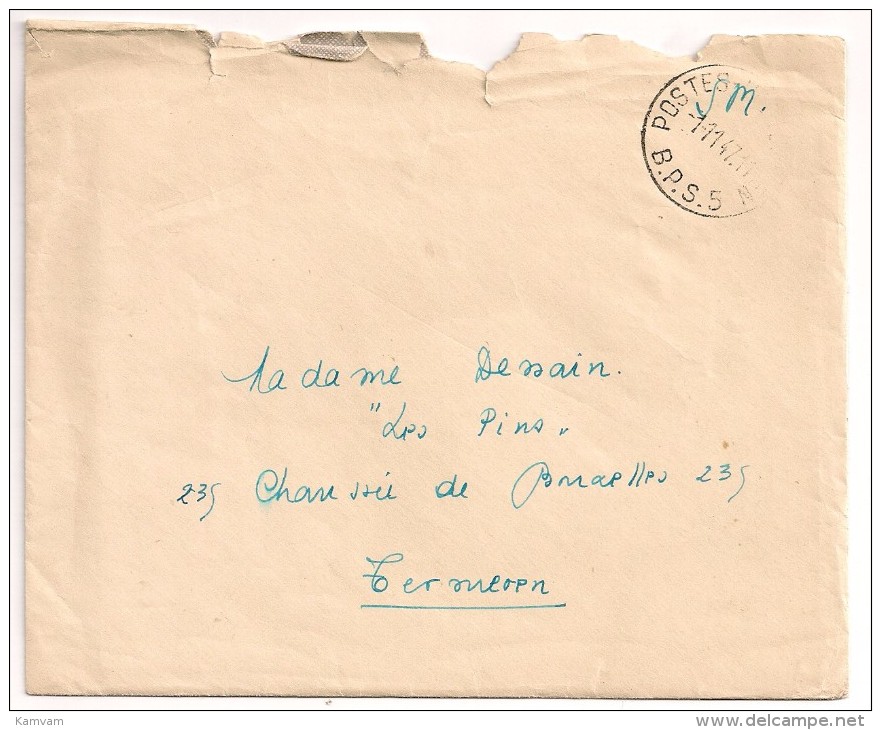 BRIEF LETTRE S.M. Service Militaire Zonder Zegel / Sans Timbre  POSTES - POSTERIJEN B.P.S 5 - Other & Unclassified