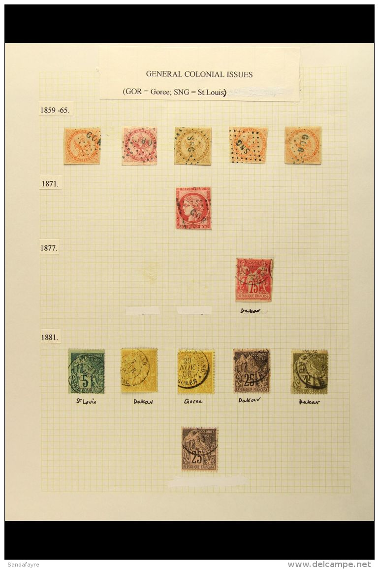 SENEGAL 1859-81 Group Of General Issues Stamps With Postmarks Of SENEGAL, Includes 1859-65 Imperf Eagle Types To... - Autres & Non Classés