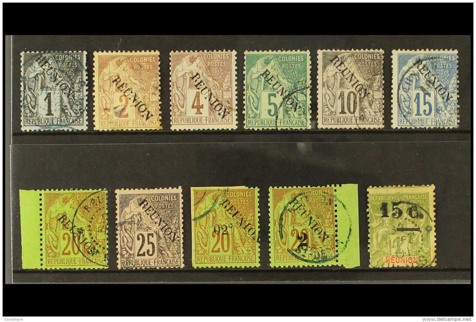 REUNION 1891-1901 USED GROUP, Comprising 1891 Opts Perf Set To 25c, 1891 02c On 20c, 1901 15c On 1f Etc. Fresh.... - Other & Unclassified