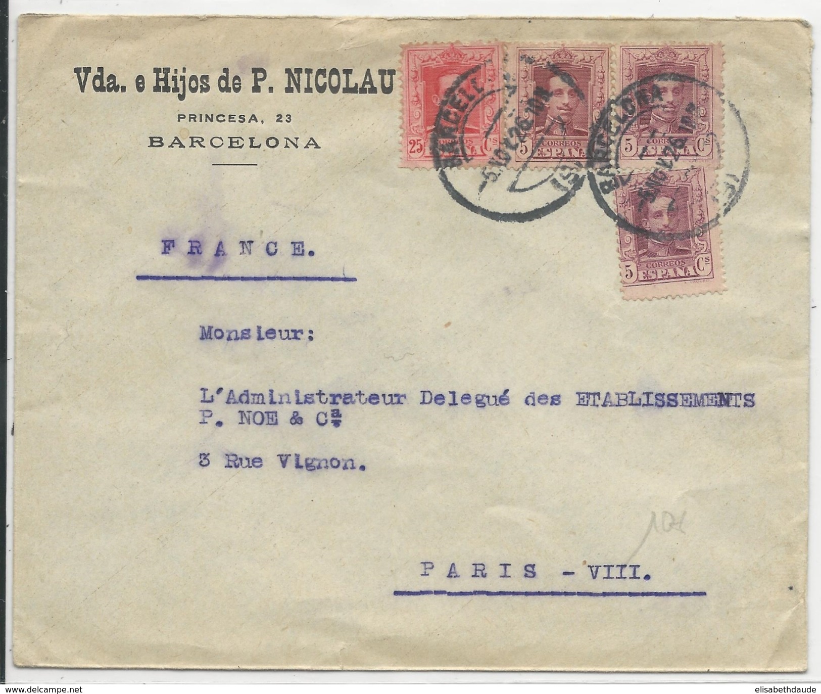 ESPAGNE - 1926 - LETTRE De BARCELONE => FRANCE - Storia Postale