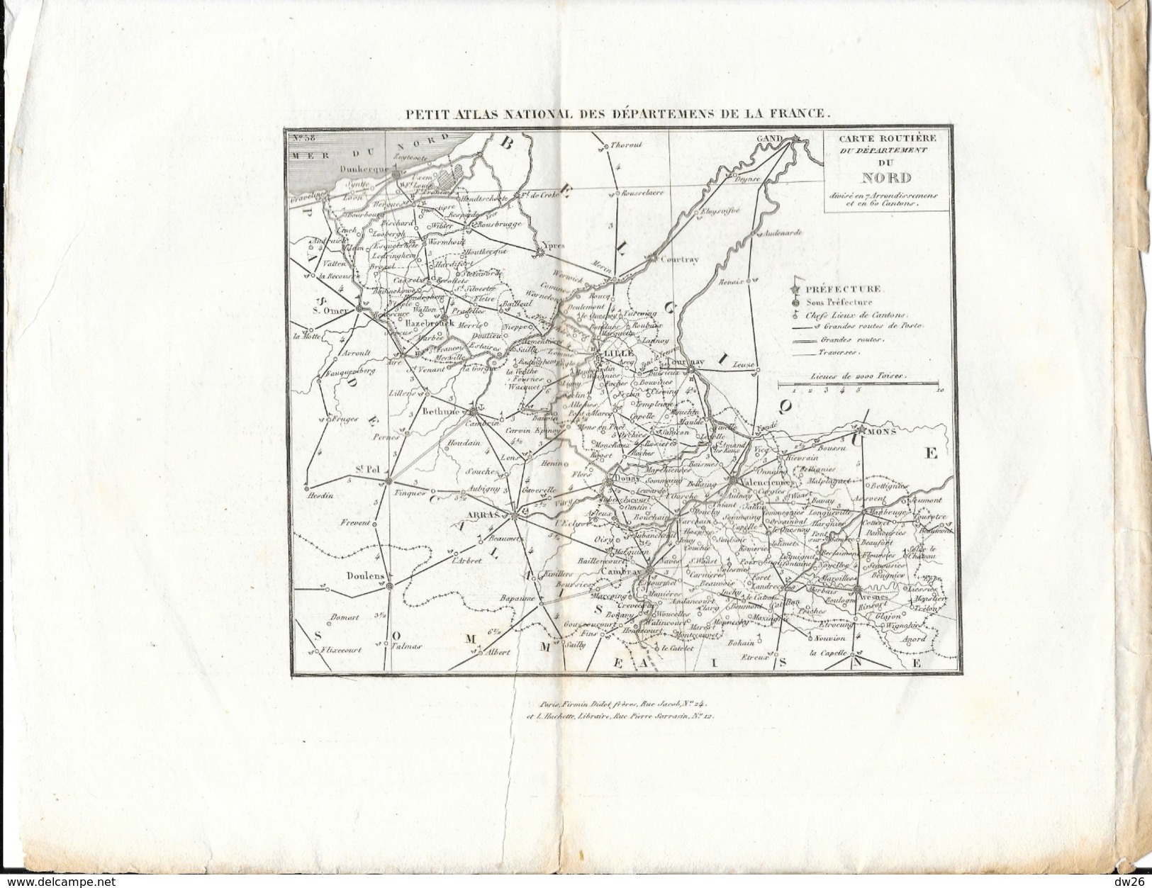 Petit Atlas National Des Départements - Carte Routière Du Département Du Nord - Strassenkarten