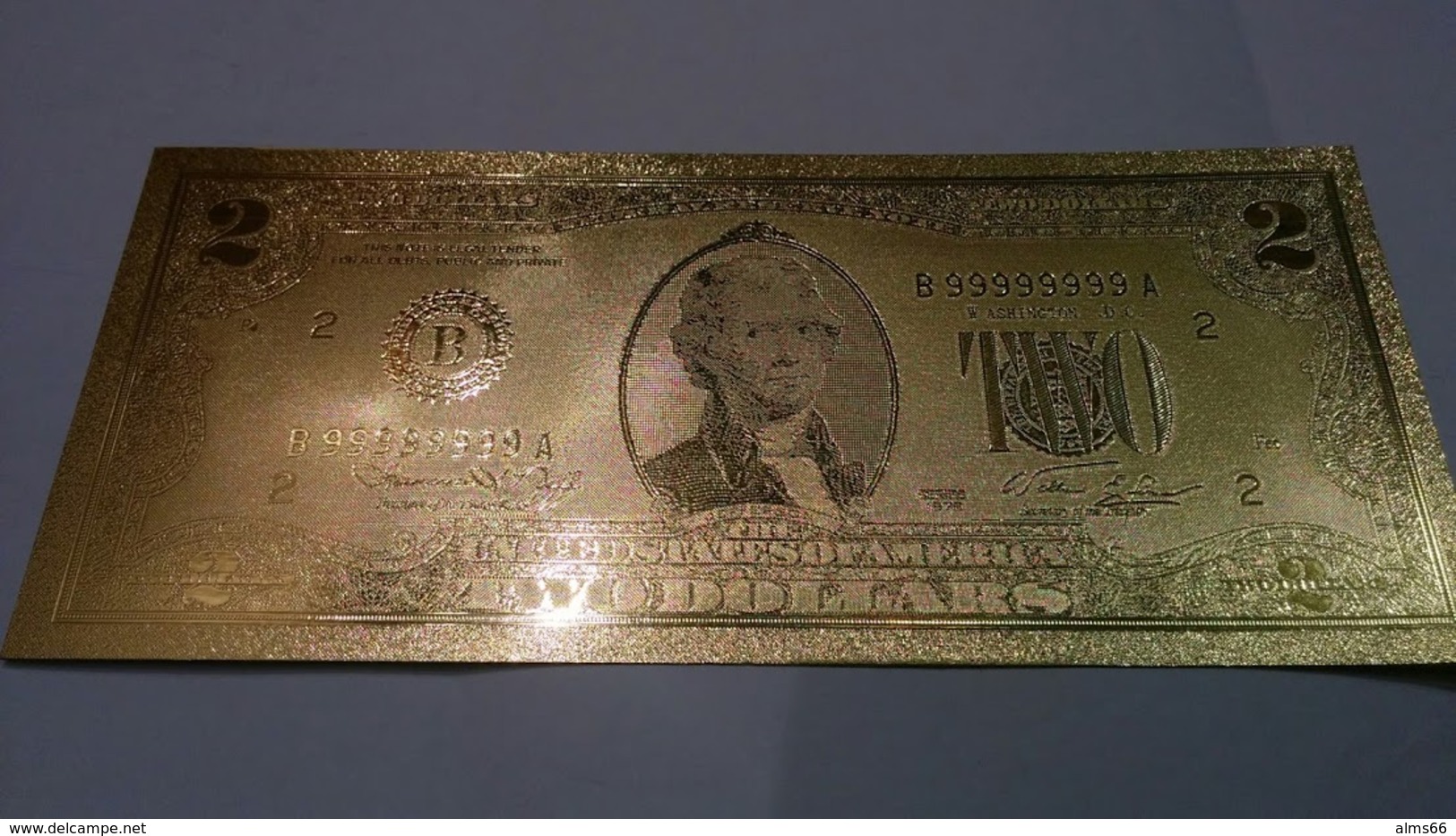 USA 2 Dollar 1976 UNC - Gold Plated - Very Nice But Not Real Money! - Bilglietti Della Riserva Federale (1928-...)