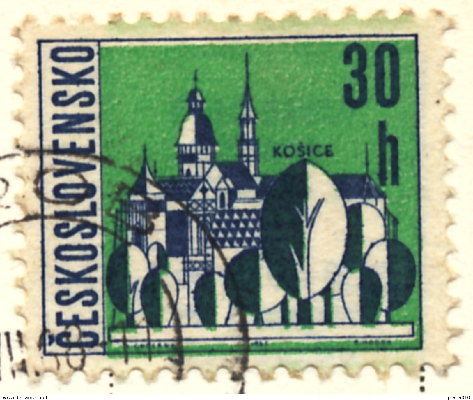 L1935 - Czechoslovakia (1968) Hrob (postcard: The Ore Mountains, Mikulov) Stamp: City Kosice (shifting Color) - Errors, Freaks & Oddities (EFO)