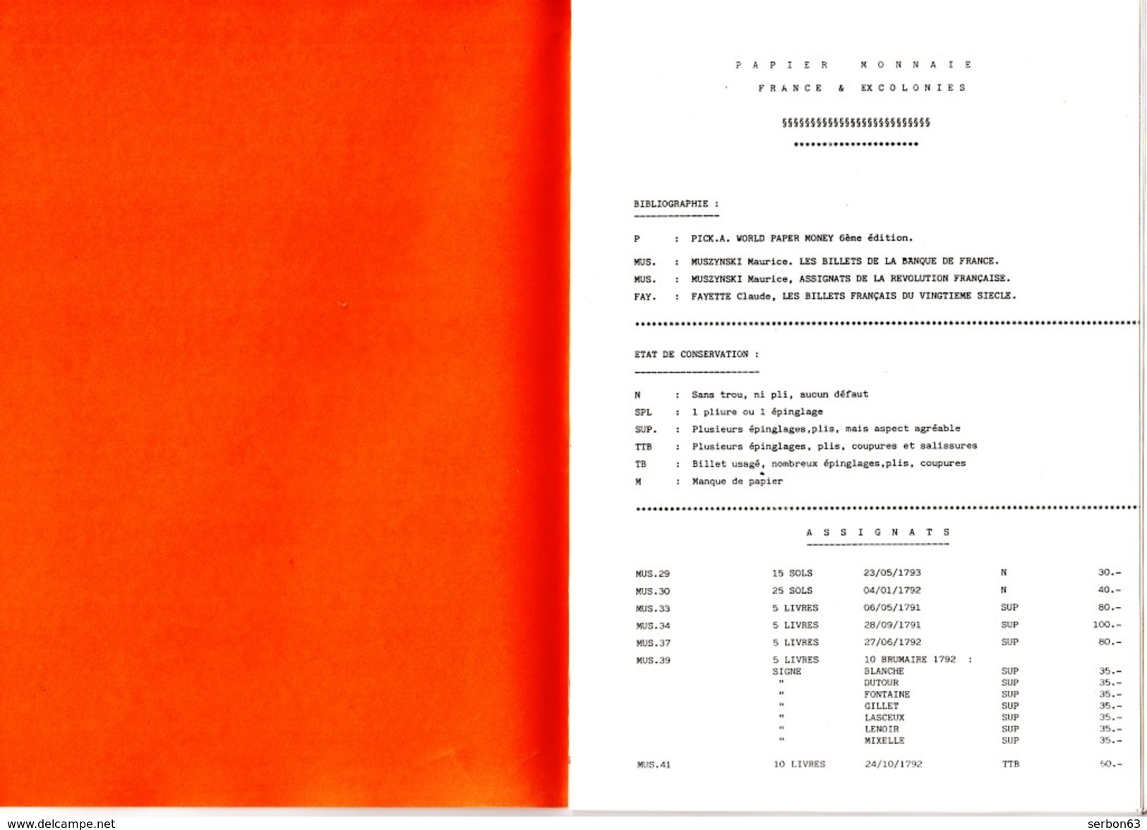 1 CATALOGUE 1992 COLLECTION PAPIER MONNAIE FRANCE ET ETRANGER 21X15cm EDITIONS NUMIS'AISNE 36 PAGES - French